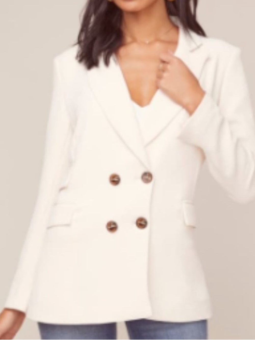 ASTR The Label Ivory Double Breasted Zodiac Blazer Oversized Jacket